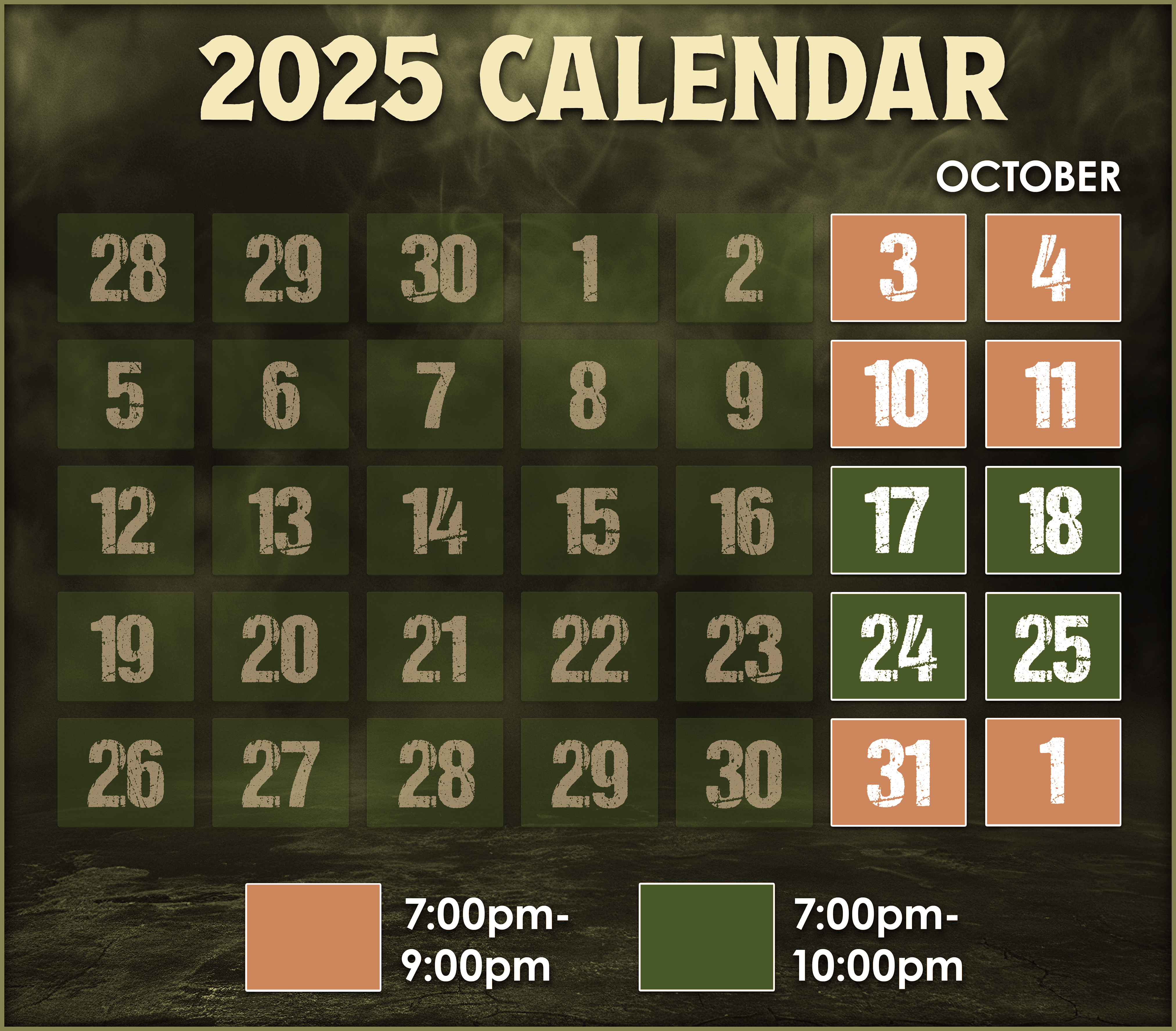 Final Bell Seasonal Calendar